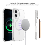כיסוי מגן שקוף לאייפון 16 אפור Echo Wave Plus תומך MagSafe עם הגנה בפינות Beelan
