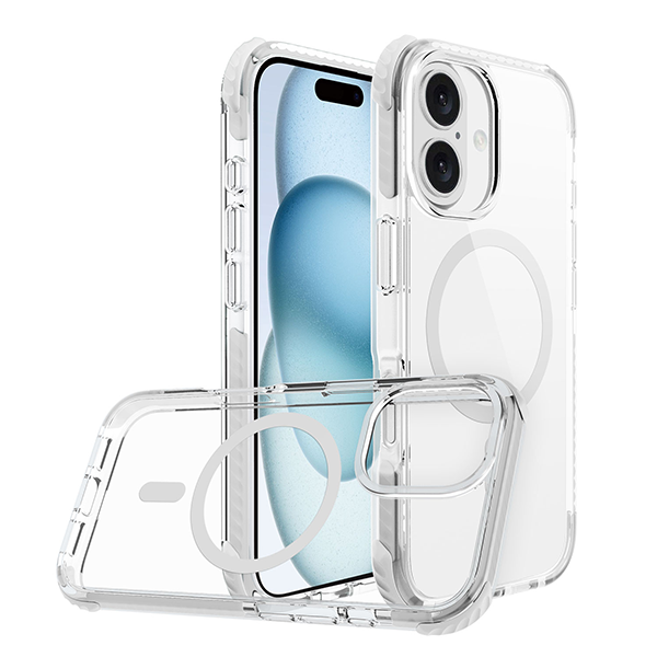 כיסוי מגן שקוף לאייפון 16 אפור Echo Wave Plus תומך MagSafe עם הגנה בפינות Beelan