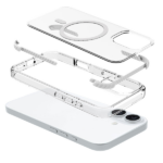 כיסוי מגן שקוף לאייפון 16 פלוס אפור Echo Wave Plus תומך MagSafe עם הגנה בפינות Beelan