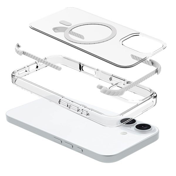 כיסוי מגן שקוף לאייפון 16 אפור Echo Wave Plus תומך MagSafe עם הגנה בפינות Beelan