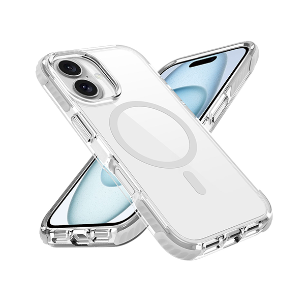 כיסוי מגן שקוף לאייפון 16 פלוס אפור Echo Wave Plus תומך MagSafe עם הגנה בפינות Beelan