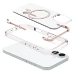 כיסוי מגן שקוף לאייפון 16 ורוד Echo Wave Plus תומך MagSafe עם הגנה בפינות Beelan
