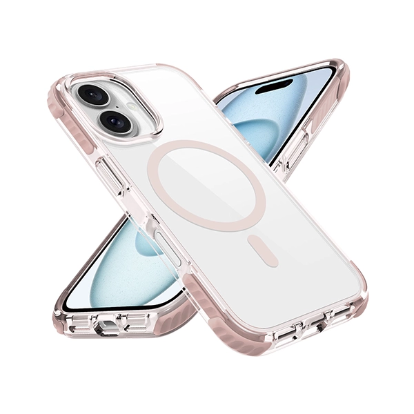 כיסוי מגן שקוף לאייפון 16 ורוד Echo Wave Plus תומך MagSafe עם הגנה בפינות Beelan