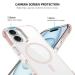 כיסוי מגן שקוף לאייפון 16 ורוד Echo Wave Plus תומך MagSafe עם הגנה בפינות Beelan