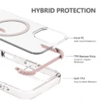 כיסוי מגן שקוף לאייפון 16 ורוד Echo Wave Plus תומך MagSafe עם הגנה בפינות Beelan