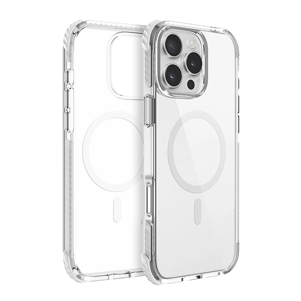 כיסוי מגן שקוף לאייפון 16 פרו שחור Echo Wave Plus תומך MagSafe עם הגנה בפינות Beelan