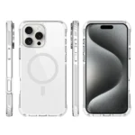 כיסוי מגן שקוף לאייפון 16 פרו אפור Echo Wave Plus תומך MagSafe עם הגנה בפינות Beelan