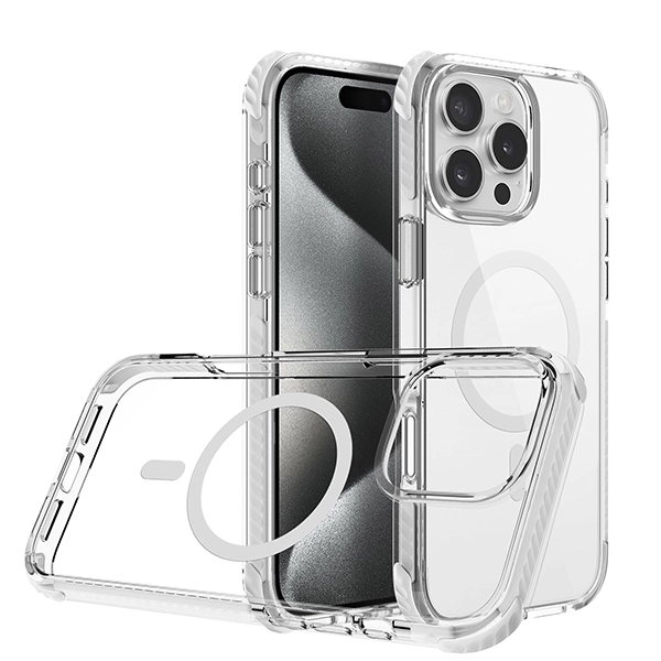 כיסוי מגן שקוף לאייפון 16 פרו שחור Echo Wave Plus תומך MagSafe עם הגנה בפינות Beelan