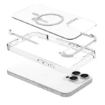 כיסוי מגן שקוף לאייפון 16 פרו אפור Echo Wave Plus תומך MagSafe עם הגנה בפינות Beelan