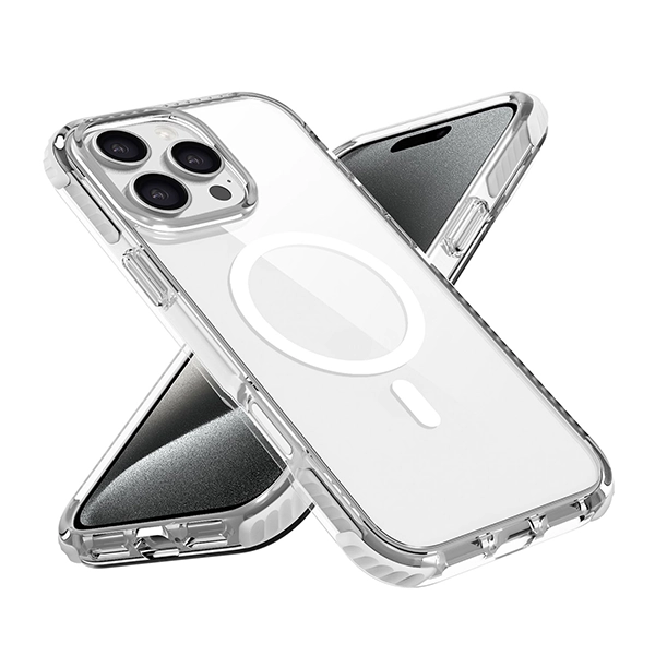 כיסוי מגן שקוף לאייפון 16 פרו שחור Echo Wave Plus תומך MagSafe עם הגנה בפינות Beelan