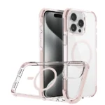 כיסוי מגן שקוף לאייפון 16 פרו מקס ורוד Echo Wave Plus תומך MagSafe עם הגנה בפינות Beelan