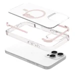 כיסוי מגן שקוף לאייפון 16 פרו ורוד Echo Wave Plus תומך MagSafe עם הגנה בפינות Beelan