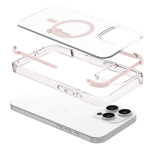 כיסוי מגן שקוף לאייפון 16 פרו ורוד Echo Wave Plus תומך MagSafe עם הגנה בפינות Beelan