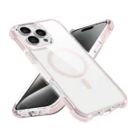כיסוי מגן שקוף לאייפון 16 פרו ורוד Echo Wave Plus תומך MagSafe עם הגנה בפינות Beelan