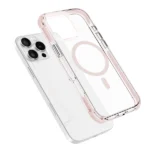 כיסוי מגן שקוף לאייפון 16 פרו ורוד Echo Wave Plus תומך MagSafe עם הגנה בפינות Beelan
