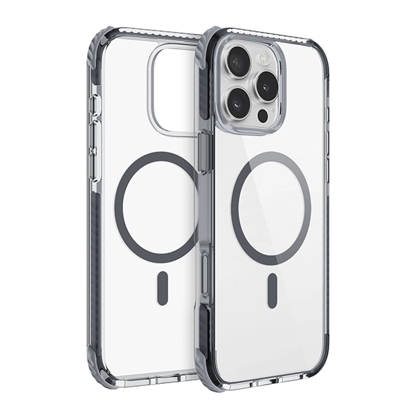 כיסוי מגן שקוף לאייפון 16 פרו מקס שחור Echo Wave Plus תומך MagSafe עם הגנה בפינות Beelan