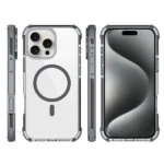 כיסוי מגן שקוף לאייפון 16 פרו מקס שחור Echo Wave Plus תומך MagSafe עם הגנה בפינות Beelan