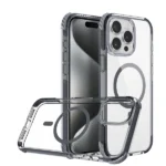 כיסוי מגן שקוף לאייפון 16 פרו מקס שחור Echo Wave Plus תומך MagSafe עם הגנה בפינות Beelan