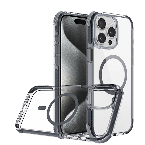 כיסוי מגן שקוף לאייפון 16 פרו מקס שחור Echo Wave Plus תומך MagSafe עם הגנה בפינות Beelan