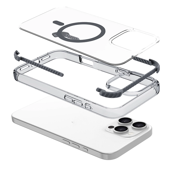 כיסוי מגן שקוף לאייפון 16 פרו מקס שחור Echo Wave Plus תומך MagSafe עם הגנה בפינות Beelan