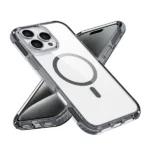 כיסוי מגן שקוף לאייפון 16 פרו מקס שחור Echo Wave Plus תומך MagSafe עם הגנה בפינות Beelan