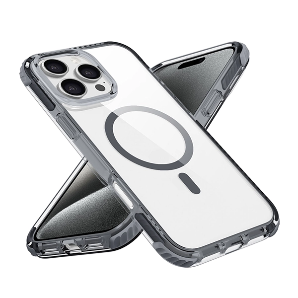 כיסוי מגן שקוף לאייפון 16 פרו מקס שחור Echo Wave Plus תומך MagSafe עם הגנה בפינות Beelan
