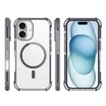 כיסוי מגן שקוף לאייפון 16 שחור Echo Wave Plus תומך MagSafe עם הגנה בפינות Beelan