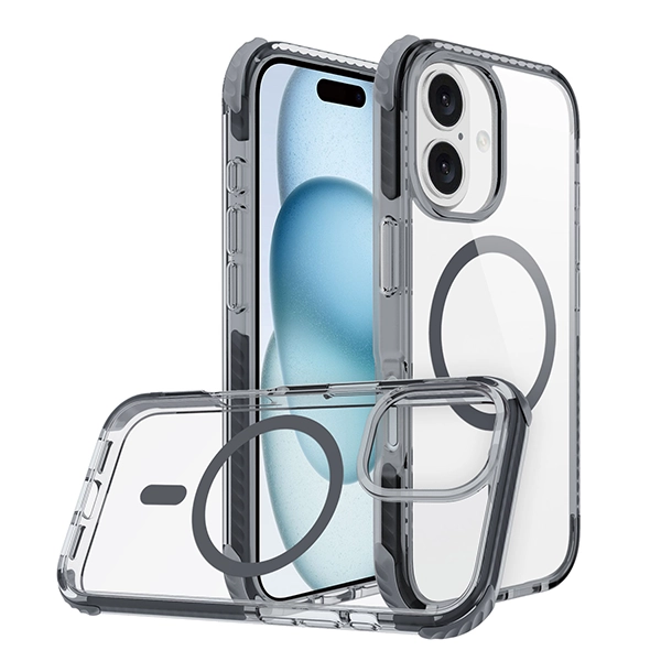 כיסוי מגן שקוף לאייפון 16 שחור Echo Wave Plus תומך MagSafe עם הגנה בפינות Beelan