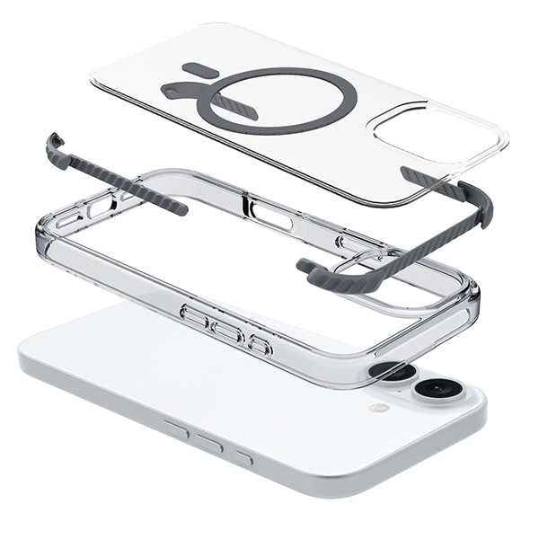 כיסוי מגן שקוף לאייפון 16 שחור Echo Wave Plus תומך MagSafe עם הגנה בפינות Beelan