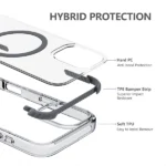 כיסוי מגן שקוף לאייפון 16 שחור Echo Wave Plus תומך MagSafe עם הגנה בפינות Beelan