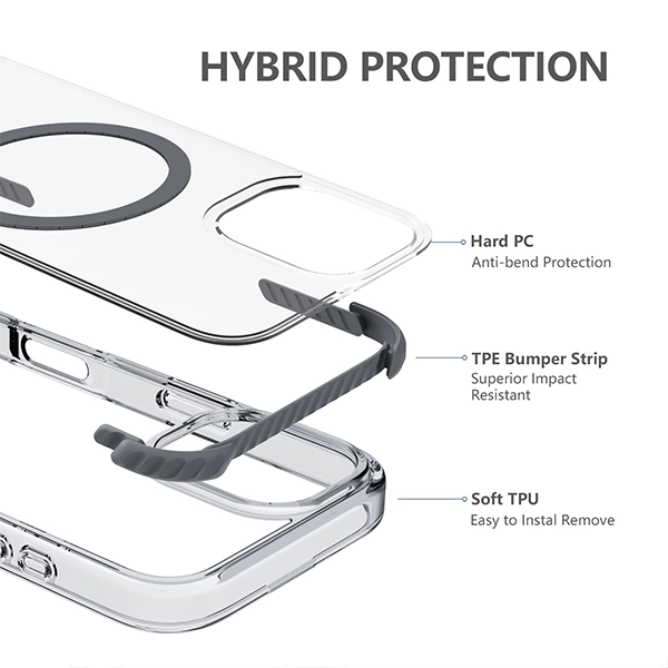 כיסוי מגן שקוף לאייפון 16 שחור Echo Wave Plus תומך MagSafe עם הגנה בפינות Beelan