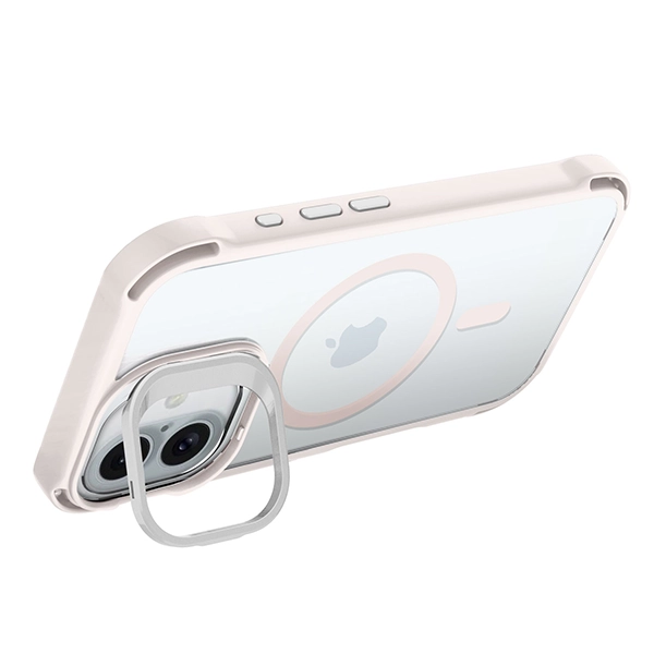 כיסוי סטנד לאייפון 16 פרו מקס שקוף ורוד Bungee תומך MagSafe עם הגנה בפינות Beelan