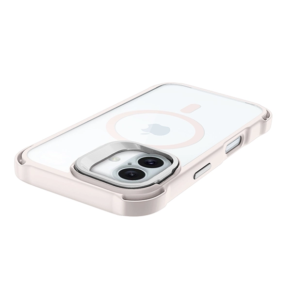 כיסוי סטנד לאייפון 16 פרו מקס שקוף ורוד Bungee תומך MagSafe עם הגנה בפינות Beelan