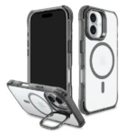 כיסוי סטנד לאייפון 16 פלוס שקוף שחור Bungee תומך MagSafe עם הגנה בפינות Beelan