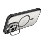 כיסוי סטנד לאייפון 16 פרו שקוף שחור Bungee תומך MagSafe עם הגנה בפינות Beelan