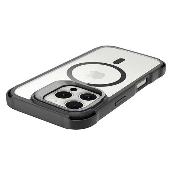 כיסוי סטנד לאייפון 16 פרו שקוף שחור Bungee תומך MagSafe עם הגנה בפינות Beelan