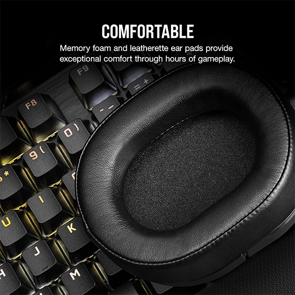 אוזניות גיימינג אלחוטיות Corsair Hs55 Wireless שחור עם שמע איכותי ונוחות מירבית