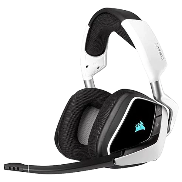 אוזניות גיימינג אלחוטיות Corsair Void Rgb Elite Wireless לבן עם שמע היקפי 7.1 ונוחות מירבית