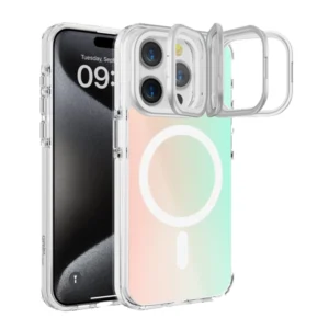 כיסוי שקוף צבעוני לאייפון 14 עם סטנד תומך MagSafe איכותי | Grip Case Crystal Pro