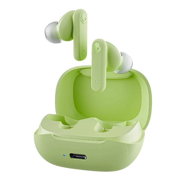 אוזניות אלחוטיות ירוקות Skullcandy Smokin Buds עם איכות שמע גבוהה ועמידות למים