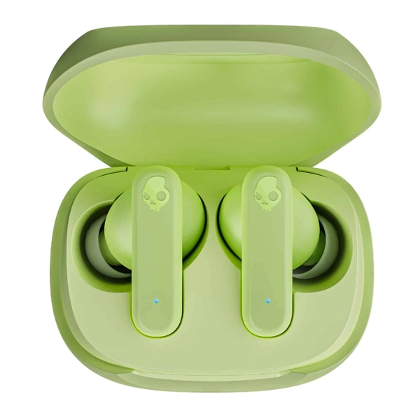 אוזניות אלחוטיות ירוקות Skullcandy Smokin Buds עם איכות שמע גבוהה ועמידות למים
