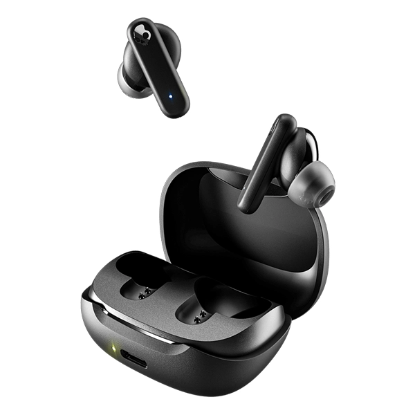 אוזניות אלחוטיות שחורות Skullcandy Smokin Buds עם איכות שמע גבוהה ועמידות למים