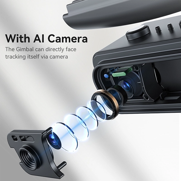 גימבל מקצועי מתקפל עם חצובה, מצלמת AI, תאורת LED וסיבוב 325 מעלות Yesido SF21