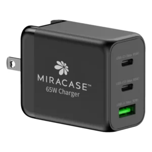 מטען קיר אוניברסלי מהיר 65W עם 2 יציאות USB-C ויציאת USB-A מהיר | Miracase MWC65U