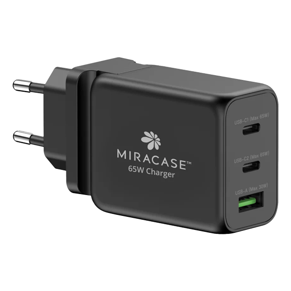 מטען קיר אוניברסלי מהיר 65W עם 2 יציאות USB-C ויציאת USB-A מהיר | Miracase MWC65U