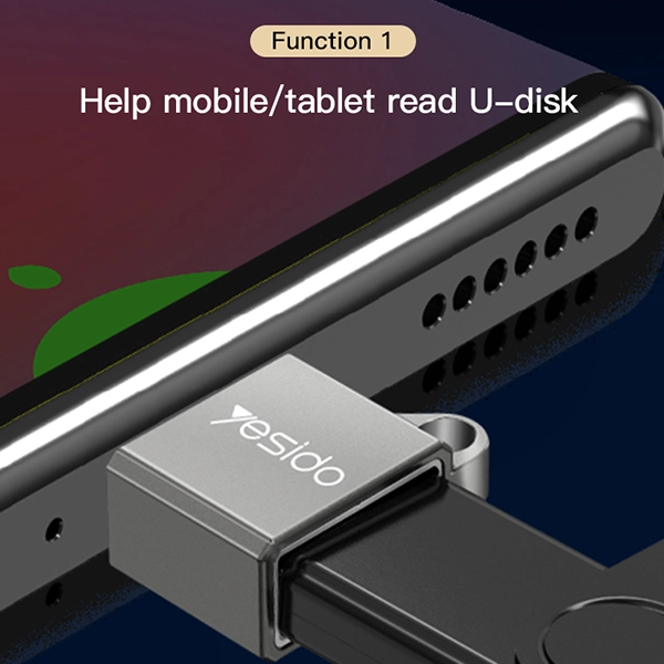 מתאם קומפקטי Type-C ל-USB לחיבור התקנים חיצוניים Yesido GS08