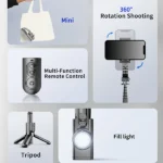 גימבל מתקפל עם שלט, תאורת LED וסיבוב 360° | L18s