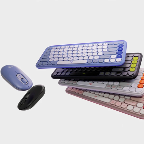 סט מקלדת ועכבר אלחוטיים Logitech POP ICON Combo לילך | עיצוב מיוחד, שקט ומותאם אישית
