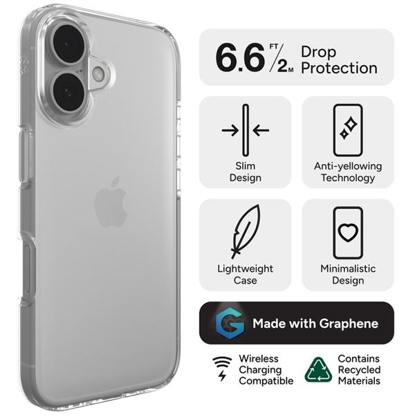 כיסוי לאייפון 16 פלוס שקוף תומך MagSafe קליל עם הגנה מתקדמת | ZAGG Crystal Palace Lite