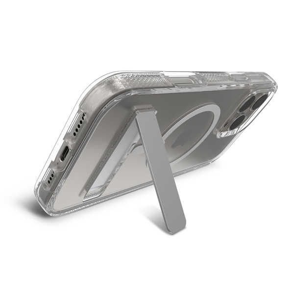 כיסוי לאייפון 16 פרו מקס שקוף עם מעמד תומך MagSafe איכותי | ZAGG Crystal Palace with Kickstand